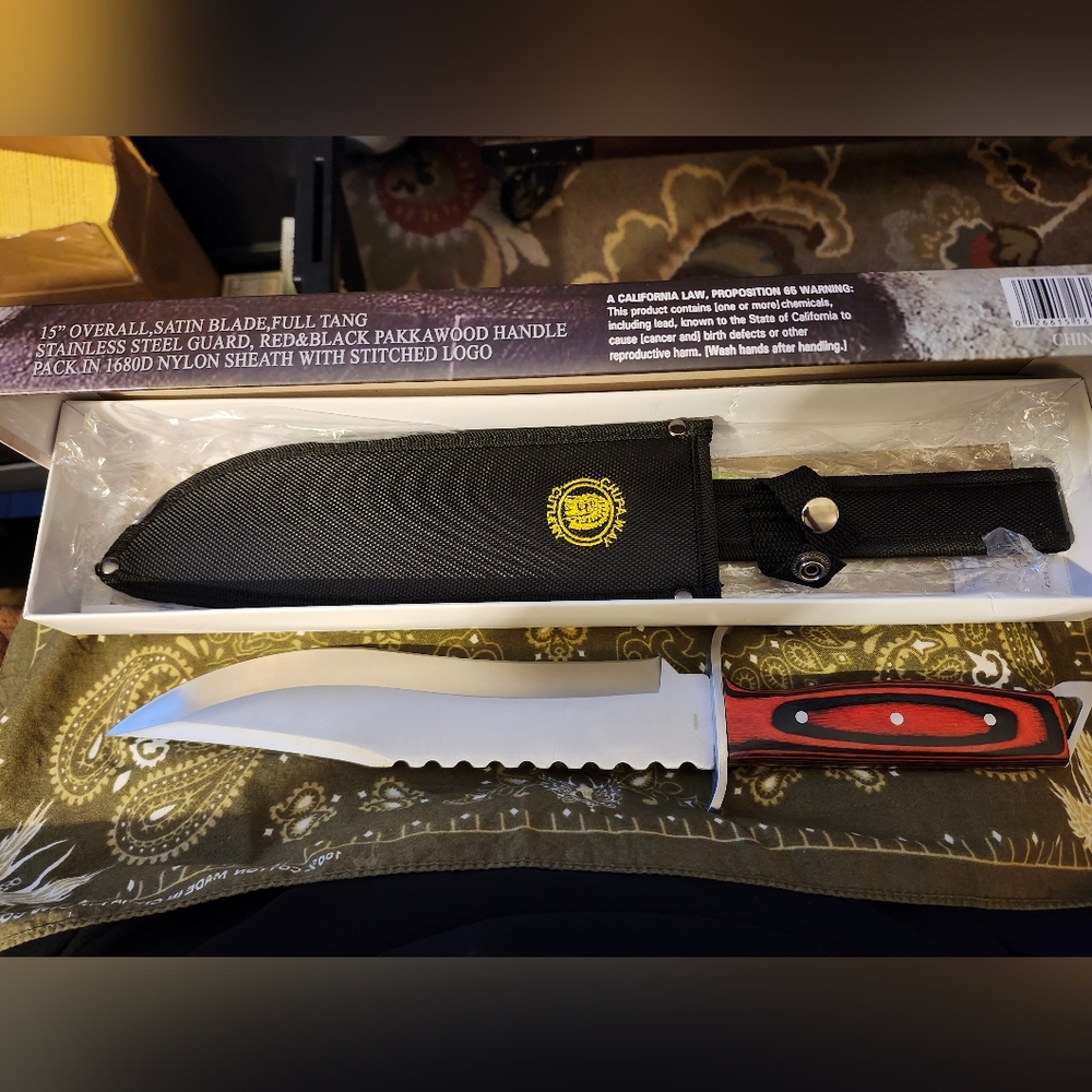 Chipaway Cutlery Red and Black Handle Knife with Sheath